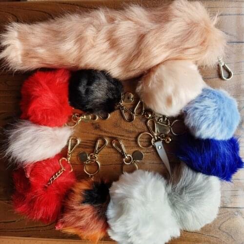 Designer brand plush balls with golden keychains fluffy soft plush ball with keyring car bag pendant decoration poms pompones