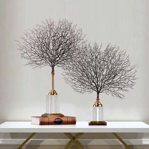 Crystal Coral Iron Tree Decoration Modern Simple Model Room Exhibition Hall Window Decorations American Soft Decoration