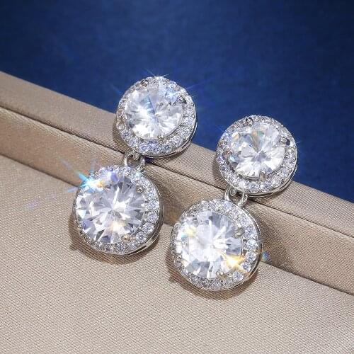 Exquisite and Luxurious Round-shaped Sparkling Zircon Earrings for Women, All-match Zircon Earrings