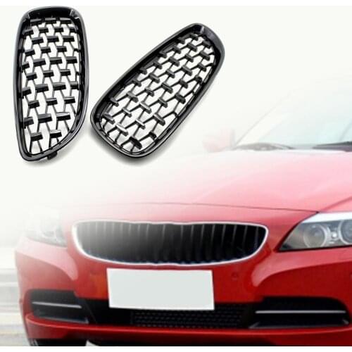 Corrosive-resistant Gloss Black Diamond Kidney Grille Set for BMW E89 Z4 51137181547 51137181548 Double Slat Sport Style Gloss