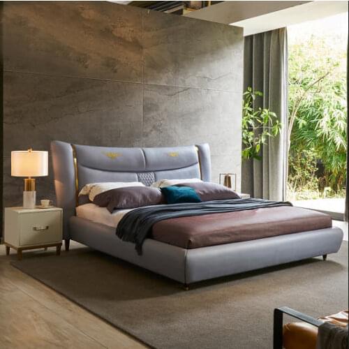 Real Genuine cow leather bed Soft Beds Bedroom camas lit muebles de dormitorio yatak mobilya quarto unique designer furniture