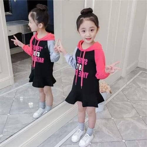 Fashion Hooded Long Kids Dresses Teenage Girl Dress Children Clothing Spring Autumn Wedding Party Dress Plus Size