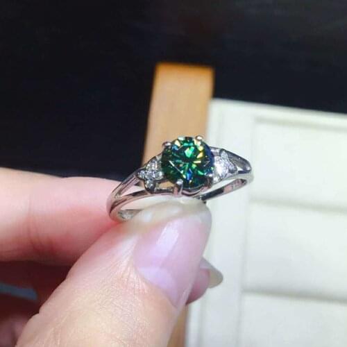 Trendy Luxury Silver Color Round Green Zircon Ring Cocktail Party Womens Fine Ring Colourful Gems Crystal Ring Bridal Jewelry