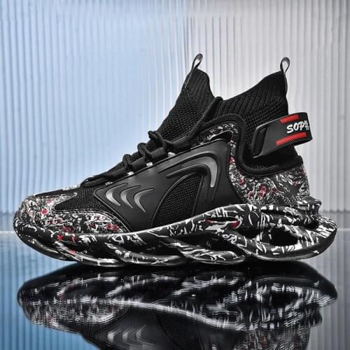 Mens Shoes 2021 New Style Summer Breathable High-top Blade Sport Shoes Trainers Men Shock Absorption Basket Homme Tennis Shoes