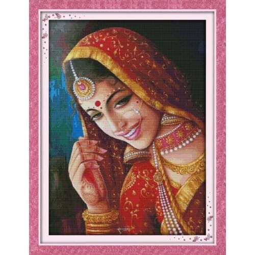 The Indian Bride cross stitch kit people 18ct 14ct 11ct count print canvas stitches embroidery DIY handmade needlework