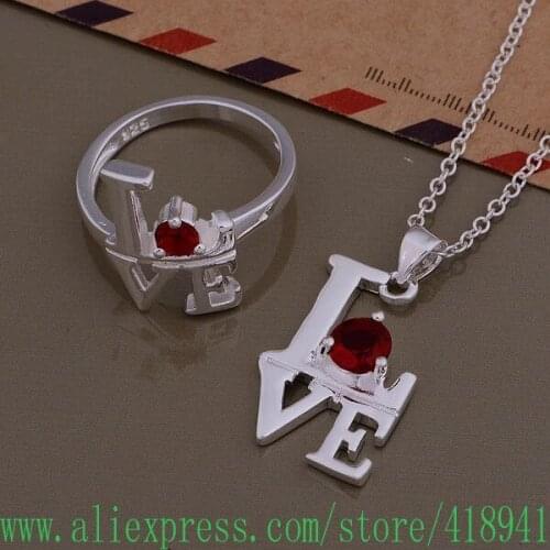 Silver Plated Jewelry Sets Ring 500 + Necklace 920 /emeandla bngakena AS418