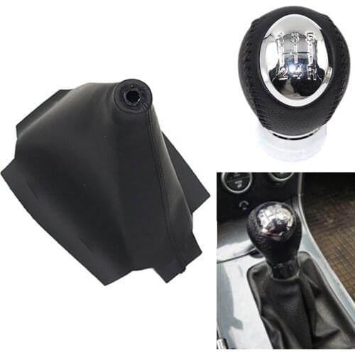 Chrome & Leather Car Shift Gear Knob Lever Gaitor Boot Cover For MAZDA 6 2002 2003 2004 2005 2006 2007