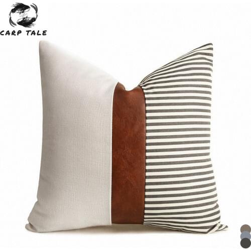 Cushion Cover PU Leather Pillow Case Home Decor Cushion Covers 45*45 Stitching Decorative Sofa Car Cushions Luxury Pillow Cover