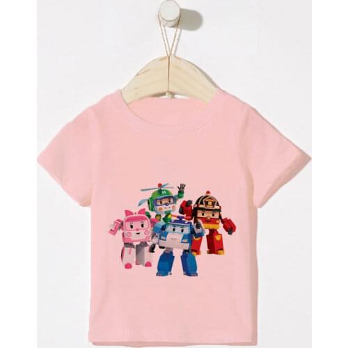 New Game Traffic Safety With Poli Cartoon T Shirt For Kids Summer Girls Clothes Fashion Top Tees Children Boys' Clothing 24M-9T