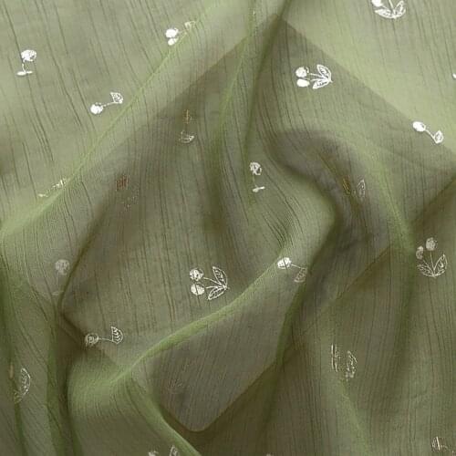 New Chiffon imitation silk wrinkle fabric Bronzing cherry tissu Clothes dresses cheongsam DIY sewing