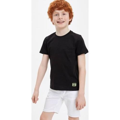 Solid Black Boy Clothing Tshirt Kids Tops Children T-shirts for Baby Boys Short sleeve Tshirts Toddlers Tops For Summer Spring