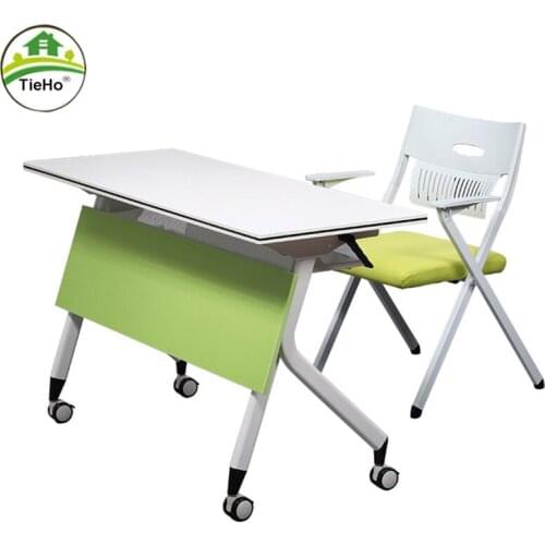 120cm Folding Office Table Training Table Conference Table with Wheels Storage Tray Modern Desk Staff Desk Home Office Furniture