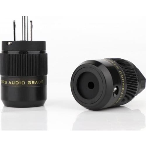 P077+C077 Brass Rhodium Plated US AC Power Plug Connector HIFI 10 Pairs