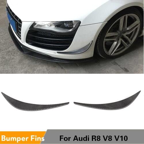 1Pair Carbon Fiber Front Bumper Decoration Fins Canards Spoiler for Audi R8 V8 V10 2008 - 2015