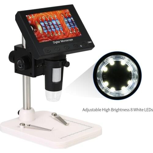 Portable Digital Microscope 1000X 4.3" 720P Magnifier with Holder for Circuit Board Repair Soldering Tool LED LCD Display