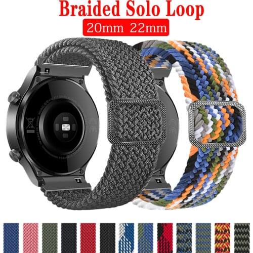Braided Solo Loop Band for Samsung Galaxy 3 45mm 41mm Gear S3 frontier/active 2/amazfit Adjustable Huawei watch GT/2e/Pro strap
