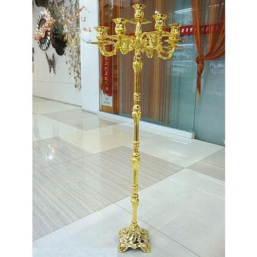 Tallest gold candelabra 103cm height 7-arms candle holder wedding candelabrum unique shiny silver decorative candle stand