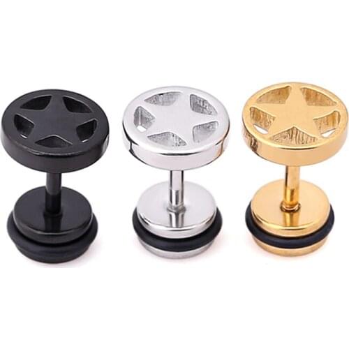 Hollow star earrings pentagram earring stud man woman unisex fashion ear piercing jewelry 1 pair