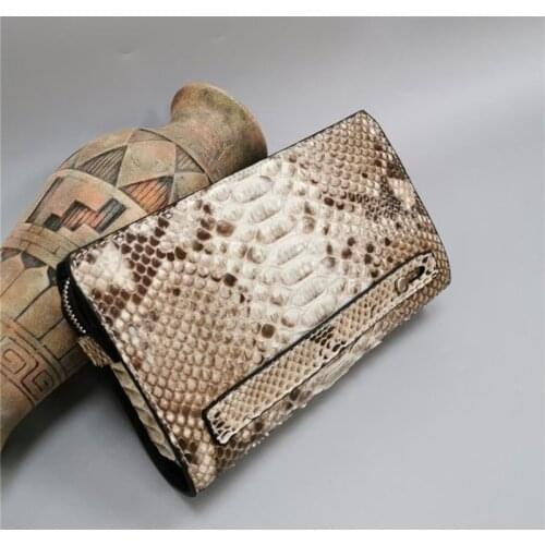 Authentic Real True Python Skin Businessmen Passcode Clutch Bag Genuine Exotic Snake Leather Male Wristlets Purse Card Holders