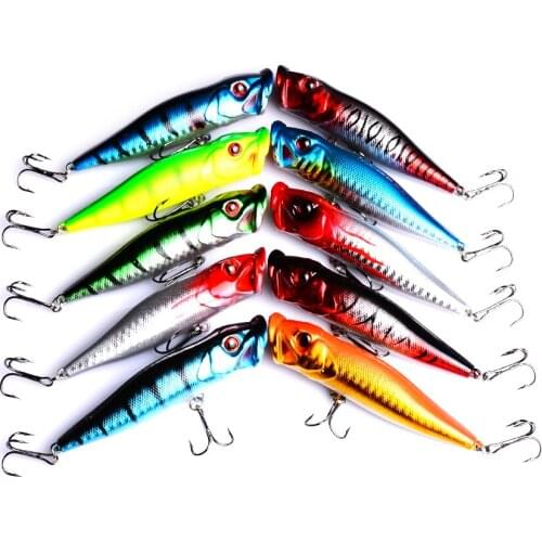10pcs Hard Popper Fishing Lure 9cm 12g Topwater Crankbait Wobblers Isca Artificial Bait For Bass Carp Pikes Lures