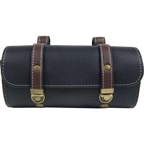 Universal Motorcycle Roll Saddle Bag PU Leather Adjustable Straps Motorcycle Front Fork Bag Saddlebags Bicycle Handlebar Bag CSV