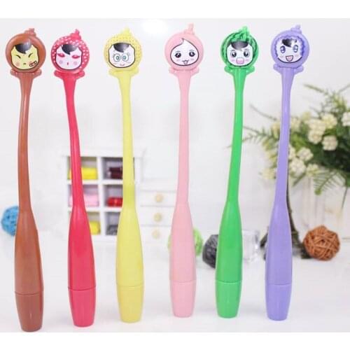 Japanese Korean Stationery Cute Creative Cartoon Ballpoint Pen Bend The Pen At Will Fruit Girl Smiley Pen Kawaii School Supplies