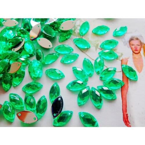ZBROH Green rhinestones 300pcs 6*12mm Sew on stone r gem acryl crystal strass diamond hand sewing