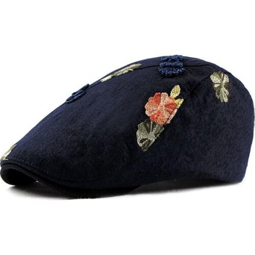 Women`s Newsboy Caps Chinese Style Asian Ethnic Floral Emboridery Ivy Irish Hats For Lady
