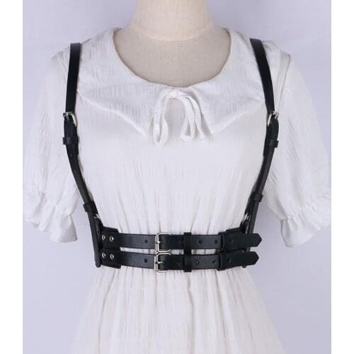 Goth Vest Shoulder belt for Women Lady Cowgirl Stylish thick fashion steampunk corset viking Huntress Underbust on dress shirt