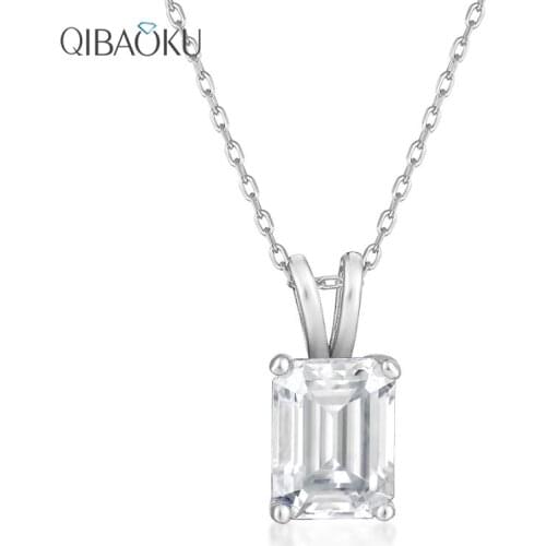 925 Sterling Silver Necklace Moissanite 6*8 Necklace Wedding Engagement Fine Jewelry for Women Simple Clear Zircon Necklace
