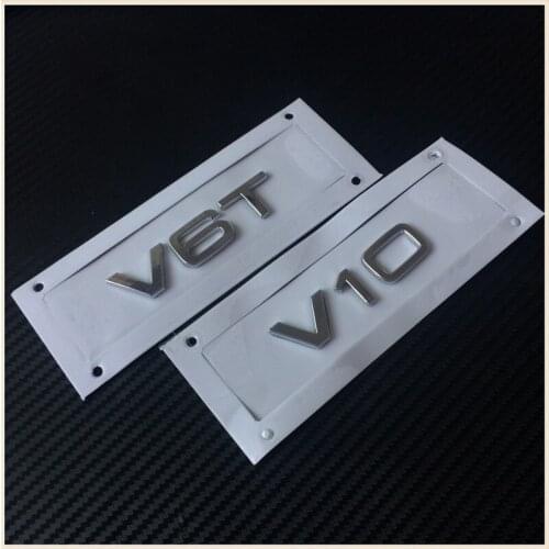 100pcs New Car Styling 3D ABS Silver Chrome Genuine V6T V8T V10 W12 Side Body Auto Badge Emblem Sticker