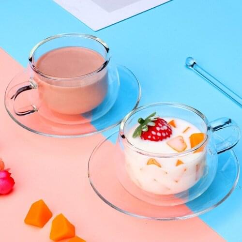 150ML European Double Coffee Mug Afternoon Tea Drinking Set with Saucer Spoon Latte Coffee Cup and Saucer