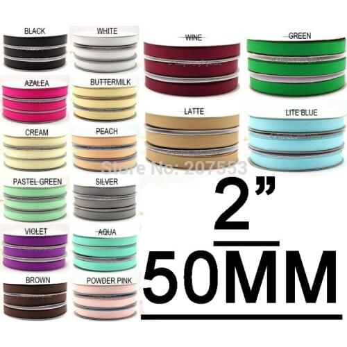 2" Inch (50mm) Solid Color Grosgrain Ribbon Band Tape Scrapbooking High Quality Free Shipping
