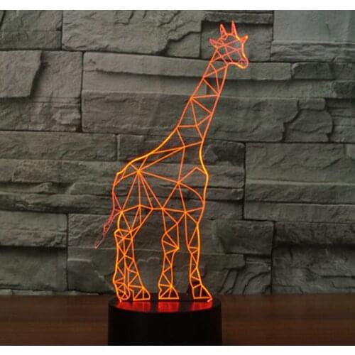 3D LED Night Light Puzzle Giraffe Deer with 7 Colors Light for Home Decoration Lamp Amazing Visualization Optical Illusion