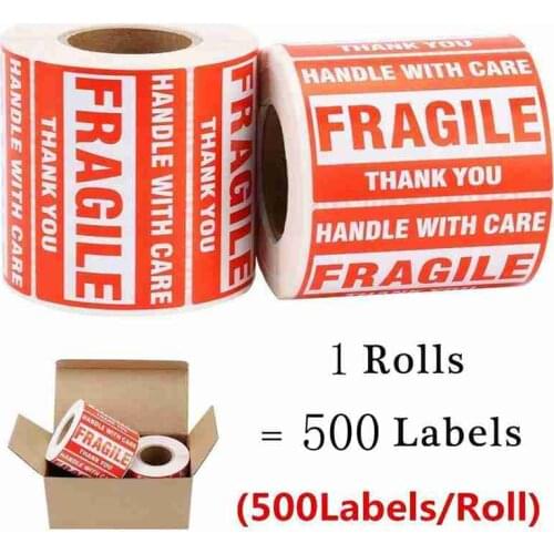 3x2Inch/500pcs"Handle With Care Fragile Thank You"Warning Stickers Fragiles caution warning packaging transportation Seal Labels