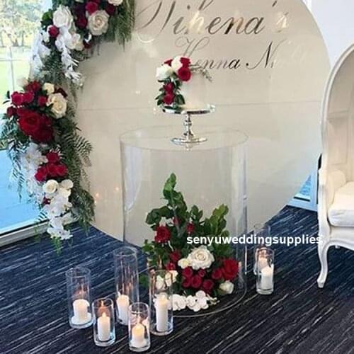 New style Acrylic Clear Round Column Plinth for Wedding Decoration stage wedding hall decoration senyu01428