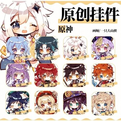 Anime Genshin Impact Barbara Gunnhildr Klee Barbatos Acrylic Keychains Pendant Charm Keyring Decorate Cartoon Cute Xmas Gifts