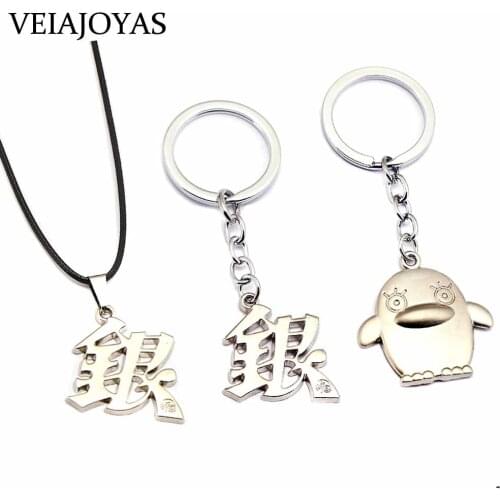 Anime GINTAMA Elizabeth Necklace Sakata Gintoki Penguin Pendant Necklaces Trendy Charm Car Key Chain Gifts Jewelry Accessories