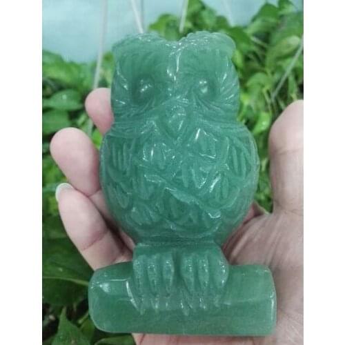 Free Shipping Green dongling Jade carve Owl statue Hand Carved Owl,Gemstone statue