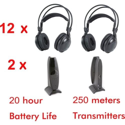 2 channel Ultra low bass 12pcs Silent disco Wireless headphones- silent party meeting DJ and so on