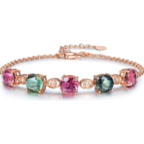 18k rose gold bracelets for women girls ruby emerald jewelry stones luxury AAA zircon diamonds gemstones birthday gifts