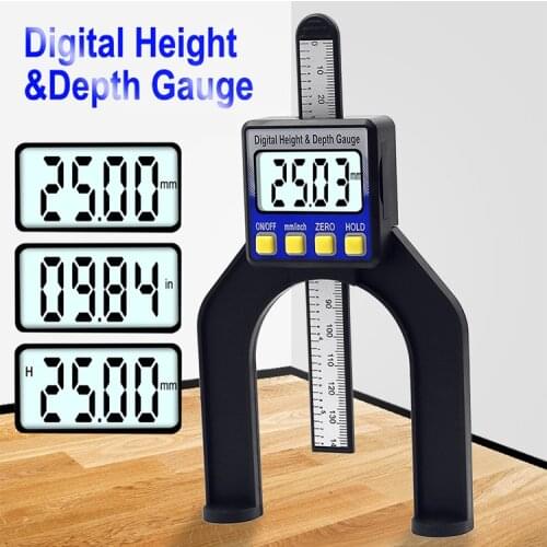 Digital Height Depth Gauge Tread Depth Gauge 0-80mmLCD Magnetic Self-supporting Height Caliper Planing Table Saw Measuring Tool