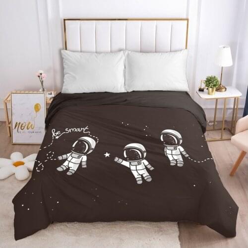 Cartoon space astronaut Childrens Duvet cover Quilt/Blanket/Comfortable Case Bedding for kids baby boy girls for Home BLACK