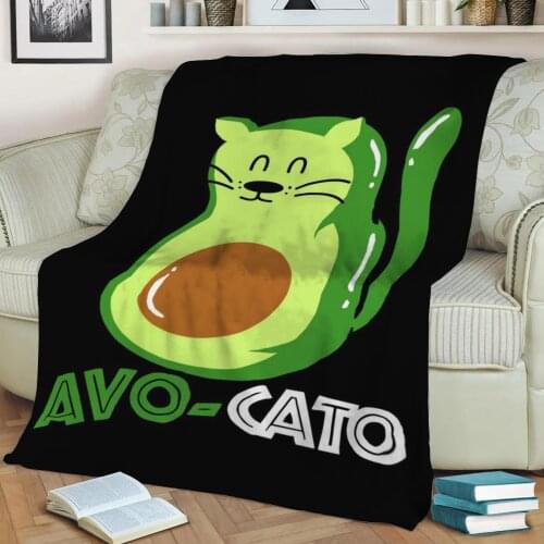 Avocado Avocato Cat Flannel Throw Blanket 3D Printed Keep Warm Sofa Child Blanket Home Decor Textiles Dream Family Gift