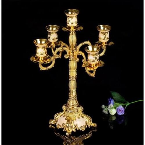 Europe Style Silver Gold Metal Candle Holders Stands Embossed Metal candlestick Candelabra wedding Dinner Christmas decoration
