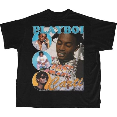 Playboi Carti Shirt Bootleg Rap Tee Short Sleeve Unisex Black Vintage Style T Shirt DMN Vintage