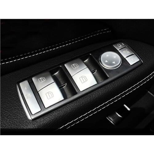 Chrome Car Inner Door Window Switch Button Trim Cover 14pcs For Mercedes Benz A B C E Class GLA CLA GLK ML GLE Class Accessories