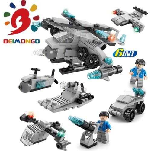 Free Shipping!BEIMONGO Building Blocks Mini Naval Force 136PCS Mini Blocks 6 in 1 Intelligent DIY Kids' Toys can be compitabled