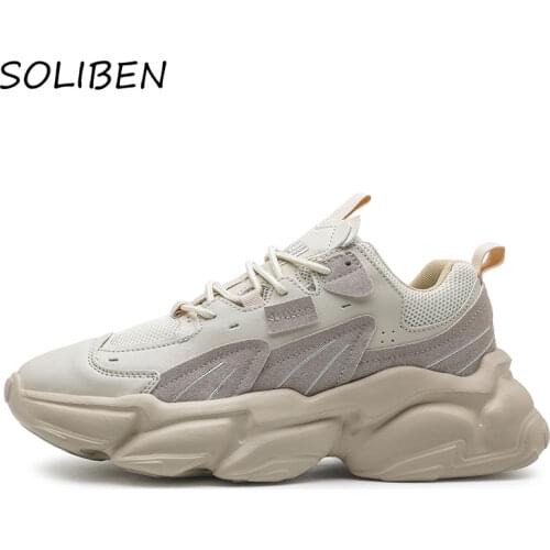 SOLIBEN Men Casual Shoes Fashion Mens Chunky Sneakers Height Increasing Dad Shoes Thick Sole Hard-Wearing Male Footwear