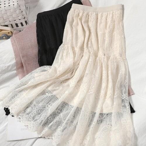 Lace Thickened Skirt Womens Autumn And Winter New Versatile Hook Flower Lace Skirt